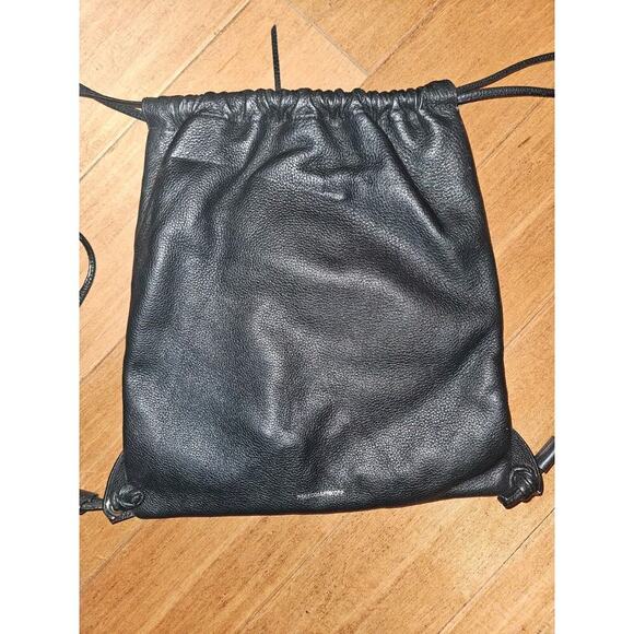 Rebecca Minkoff Moto Drawstring Backpack Black Soft Pebbled Leather 14x13x1 - Picture 5 of 8
